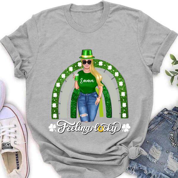 Custom Personalized Irish Girl Unisex T-shirt/ Sweatshirt/ Hoodie - Gift Idea For St Patrick's Day - Feeling Lucky