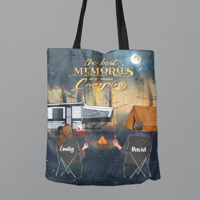 Personalized Night Camping Canvas Bag - Couple/Parents With Up to 3 Kids And 4 Pets - Best Gift For Camping Lover - The Best Memories Are Made Camping