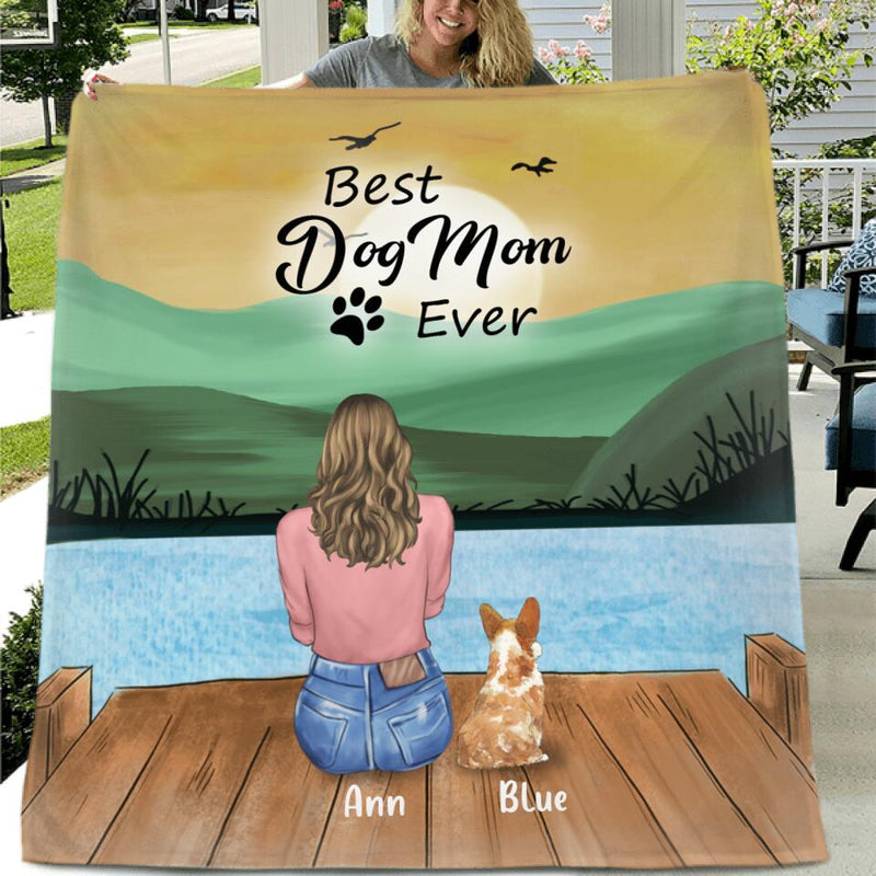 Personalized Pet Mom Pillow Cover/Quilt/Fleece Blanket - Gift For Dog Lover With Up to 4 Pets - Best Dog Mom Ever