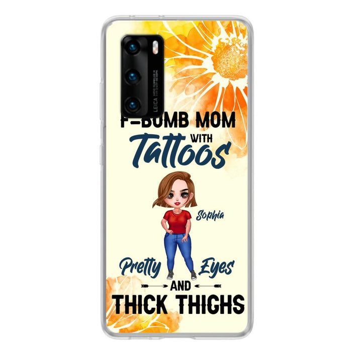 Custom Personalized F-Mom Phone Case - Case for Oppo, Xiaomi and Huawei - F-Bomb Mom with Tattoos