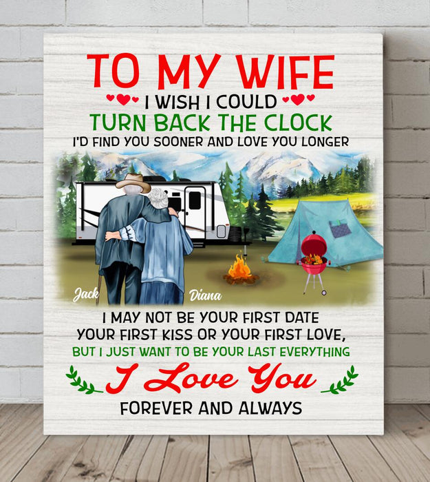 Custom Personalized Old Couple Canvas - Best Gift Idea For Grandparents/Couple - To My Wife I Wish I Could  Turn Back The Clock