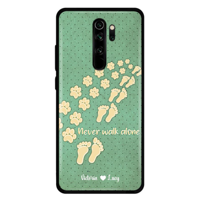 Custom Personalized Dogs's Paws Phone Case - Best Gift Idea For Dog Lovers With Upto 3 Dogs's Paws - Never Walk ALone - Case For iPhone, Samsung And Xiaomi