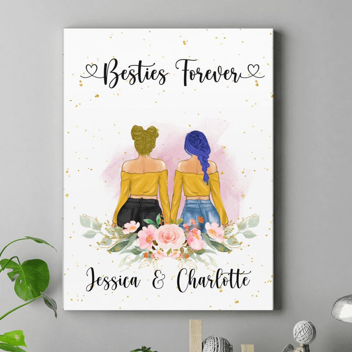 Custom Personalized Best Friends Vertical Canvas - Gift For Best Friends - Besties Are We and Forever We Will Be