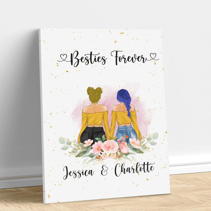 Custom Personalized Best Friends Vertical Canvas - Gift For Best Friends - Besties Are We and Forever We Will Be