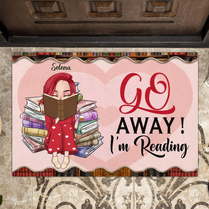 Custom Personalized Reading Girl Doormat - Gift Idea For Books Lover - Go Away I'm Reading