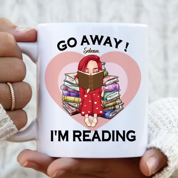 Custom Personalized Reading Girl Coffee Mug - Gift Idea For Books Lover - Go Away I'm Reading