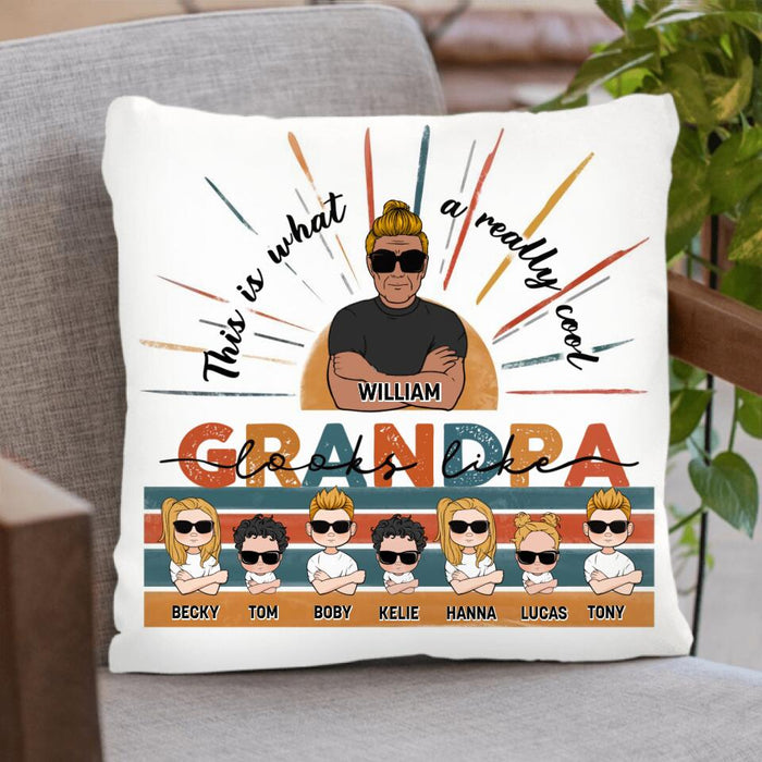 Custom Personalized A Really Cool Grandma/ Grandpa Looks Like Pillow Cover - Up to 7 Grandkids - Gift Idea For Grandparent - This Is What A Really Cool Grandpa