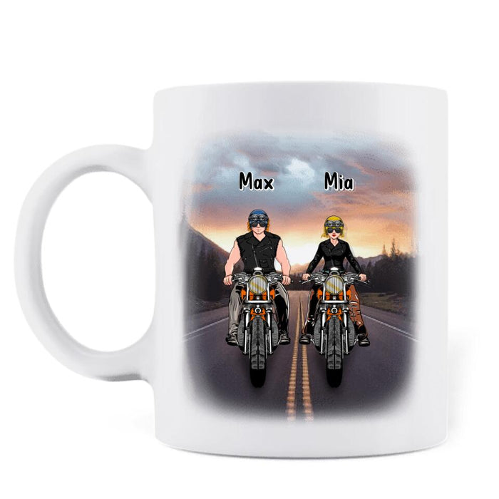 Custom Personalized Couple Motorcycle Coffee Mug - Gift Idea For Couple/ Friends - Happiness Is A Journey Not A Destination