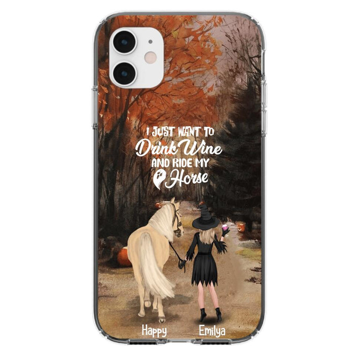 Custom Personalized Horse Witch Phone Case - Halloween Gift For Horse Lover - Drink Wine And Rise My Horse - Case For iPhone And Samsung - EQRIYV
