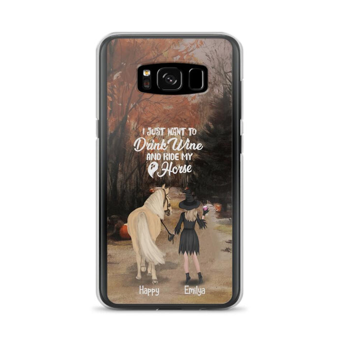 Custom Personalized Horse Witch Phone Case - Halloween Gift For Horse Lover - Drink Wine And Rise My Horse - Case For iPhone And Samsung - EQRIYV