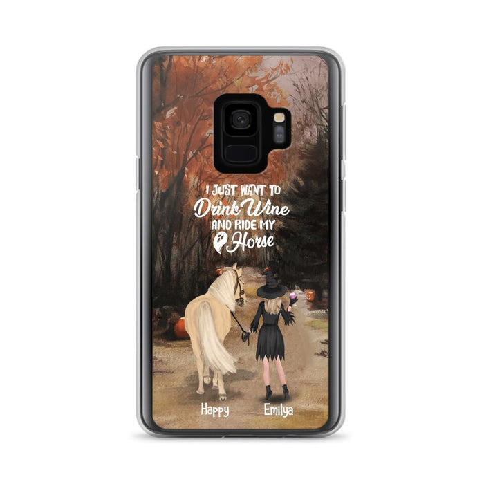 Custom Personalized Horse Witch Phone Case - Halloween Gift For Horse Lover - Drink Wine And Rise My Horse - Case For iPhone And Samsung - EQRIYV