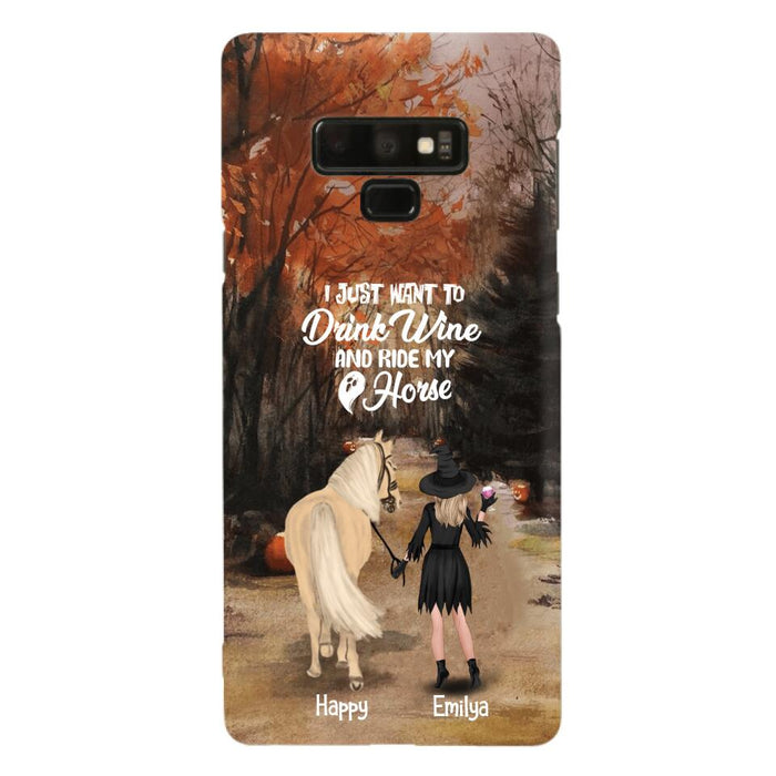 Custom Personalized Horse Witch Phone Case - Halloween Gift For Horse Lover - Drink Wine And Rise My Horse - Case For iPhone And Samsung - EQRIYV