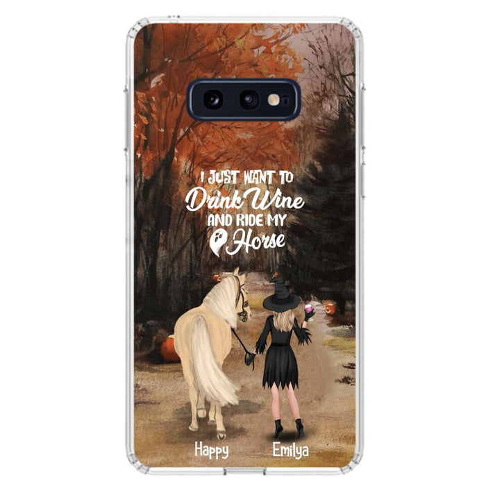 Custom Personalized Horse Witch Phone Case - Halloween Gift For Horse Lover - Drink Wine And Rise My Horse - Case For iPhone And Samsung - EQRIYV