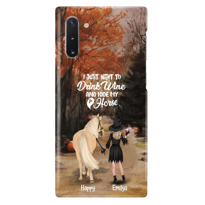 Custom Personalized Horse Witch Phone Case - Halloween Gift For Horse Lover - Drink Wine And Rise My Horse - Case For iPhone And Samsung - EQRIYV