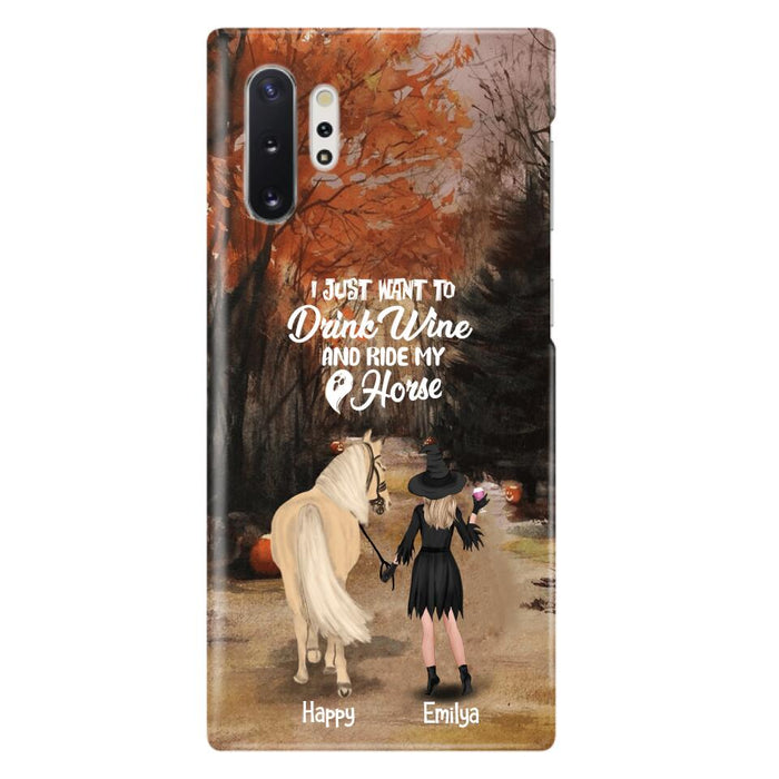 Custom Personalized Horse Witch Phone Case - Halloween Gift For Horse Lover - Drink Wine And Rise My Horse - Case For iPhone And Samsung - EQRIYV