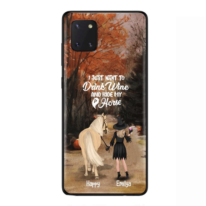 Custom Personalized Horse Witch Phone Case - Halloween Gift For Horse Lover - Drink Wine And Rise My Horse - Case For iPhone And Samsung - EQRIYV