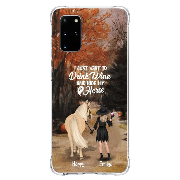 Custom Personalized Horse Witch Phone Case - Halloween Gift For Horse Lover - Drink Wine And Rise My Horse - Case For iPhone And Samsung - EQRIYV