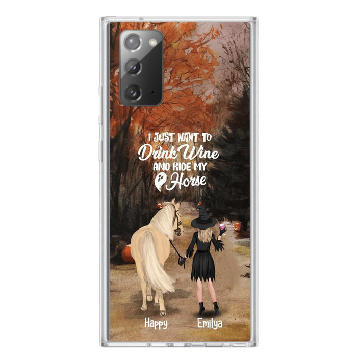 Custom Personalized Horse Witch Phone Case - Halloween Gift For Horse Lover - Drink Wine And Rise My Horse - Case For iPhone And Samsung - EQRIYV