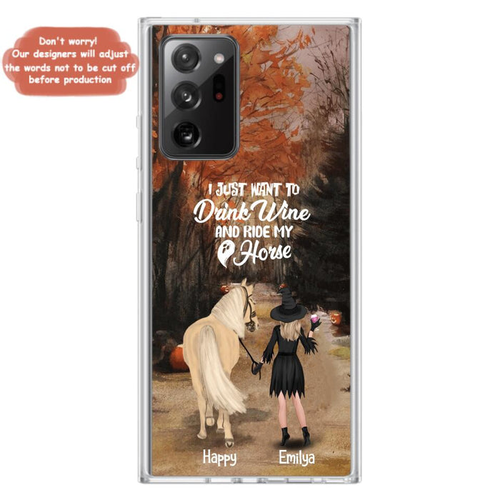 Custom Personalized Horse Witch Phone Case - Halloween Gift For Horse Lover - Drink Wine And Rise My Horse - Case For iPhone And Samsung - EQRIYV