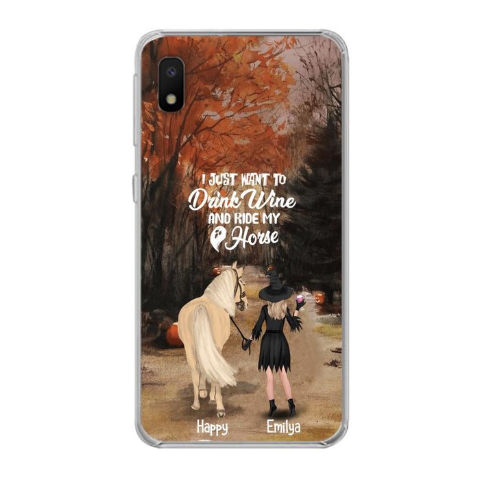 Custom Personalized Horse Witch Phone Case - Halloween Gift For Horse Lover - Drink Wine And Rise My Horse - Case For iPhone And Samsung - EQRIYV