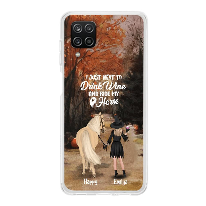 Custom Personalized Horse Witch Phone Case - Halloween Gift For Horse Lover - Drink Wine And Rise My Horse - Case For iPhone And Samsung - EQRIYV