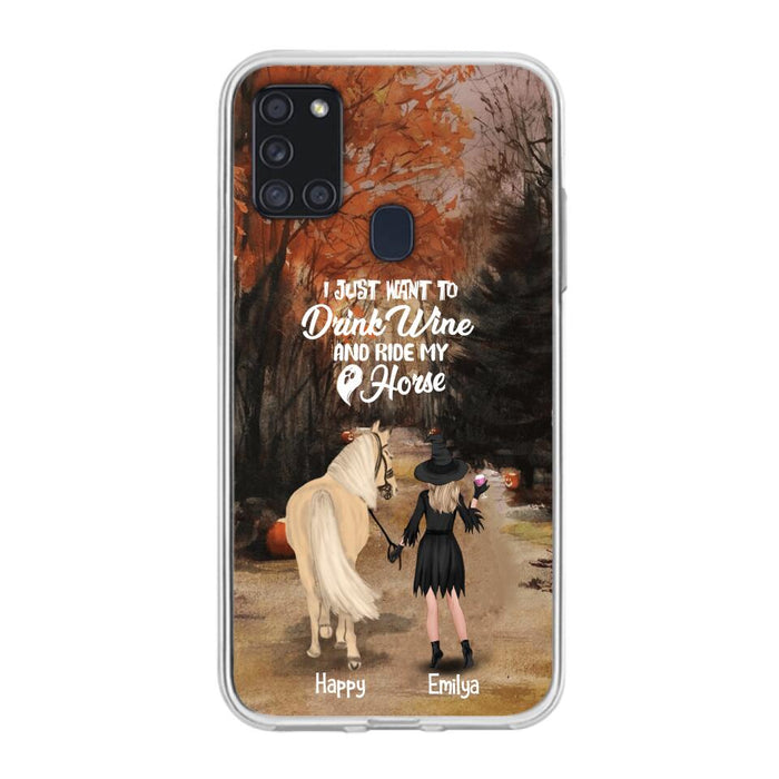 Custom Personalized Horse Witch Phone Case - Halloween Gift For Horse Lover - Drink Wine And Rise My Horse - Case For iPhone And Samsung - EQRIYV