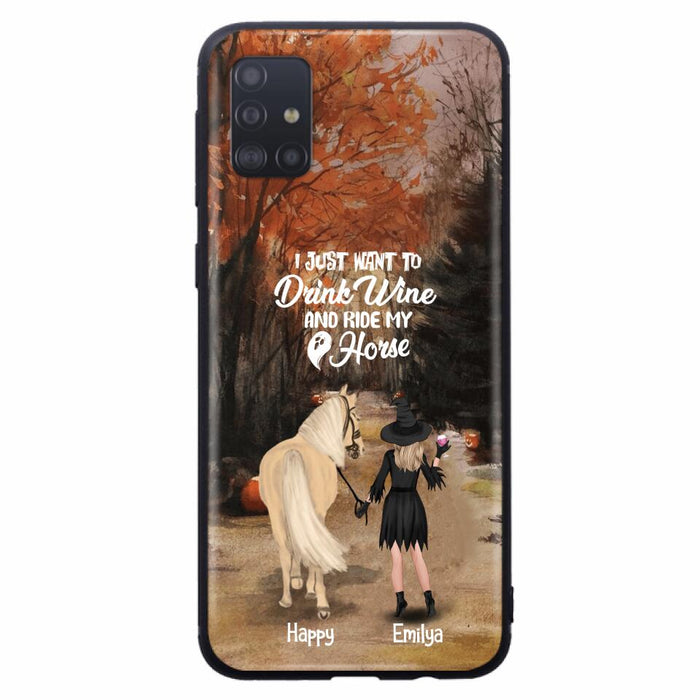 Custom Personalized Horse Witch Phone Case - Halloween Gift For Horse Lover - Drink Wine And Rise My Horse - Case For iPhone And Samsung - EQRIYV