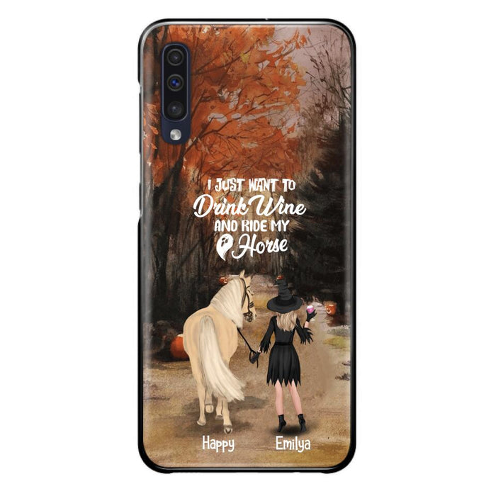 Custom Personalized Horse Witch Phone Case - Halloween Gift For Horse Lover - Drink Wine And Rise My Horse - Case For iPhone And Samsung - EQRIYV