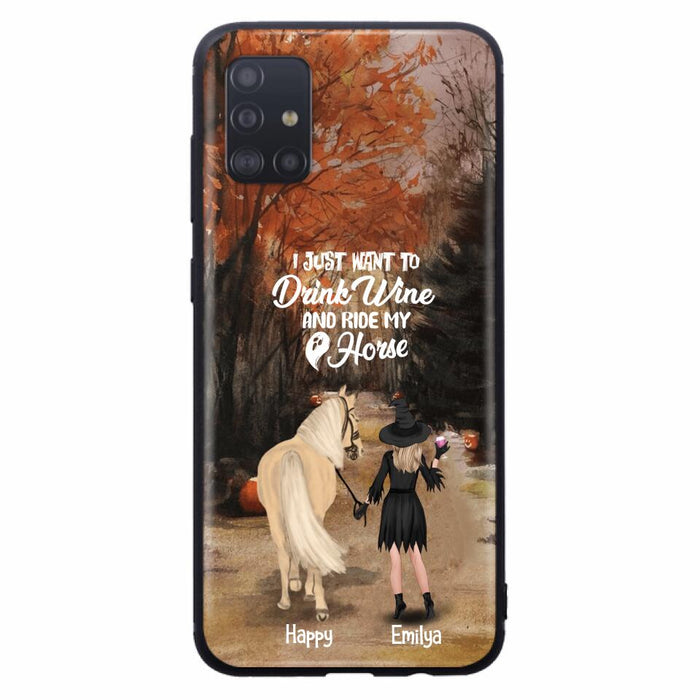 Custom Personalized Horse Witch Phone Case - Halloween Gift For Horse Lover - Drink Wine And Rise My Horse - Case For iPhone And Samsung - EQRIYV