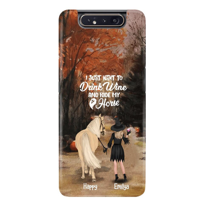 Custom Personalized Horse Witch Phone Case - Halloween Gift For Horse Lover - Drink Wine And Rise My Horse - Case For iPhone And Samsung - EQRIYV