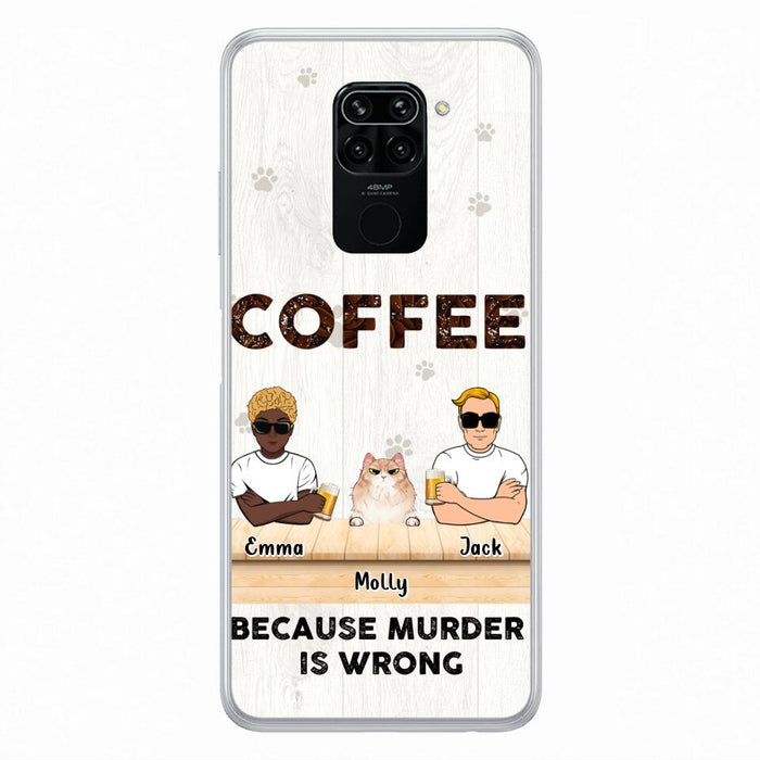 Custom Personalized Cat Phone Case - Gift Idea For Cat Lovers - Up to 6 Cats - Coffee Because Murder Is Wrong - Case For Xiaomi/Oppo/Huawei