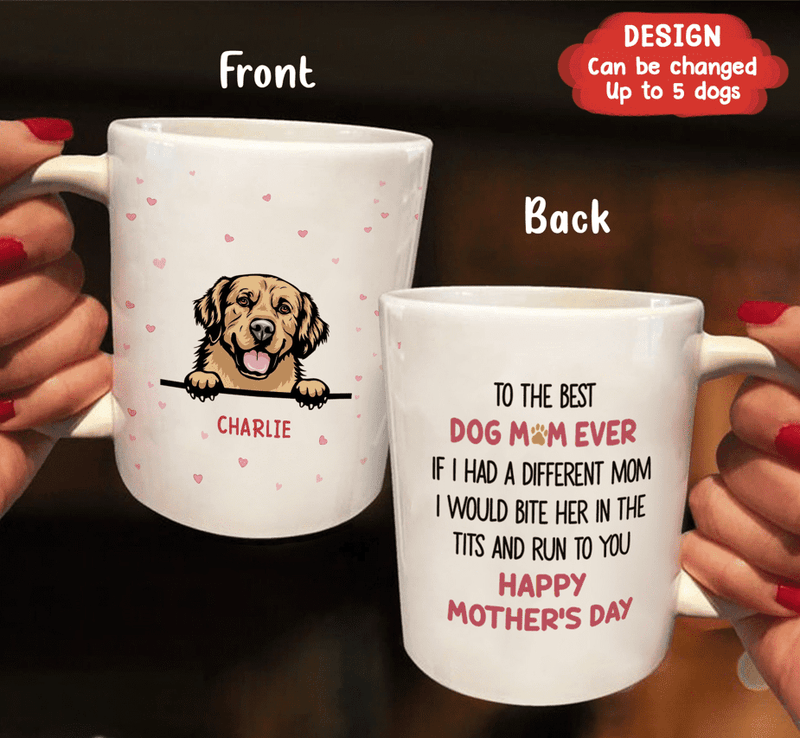 Personalized Dog Coffee Mug - Gift For Mother's Day/Dog Lovers with up to 5 Dogs - Mom Thanks For Always Putting Up With My Shit