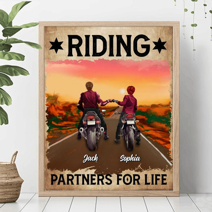 Custom Personalized Motorcycle Couple Poster - Gift Idea For Couple - Riding Partners For Life