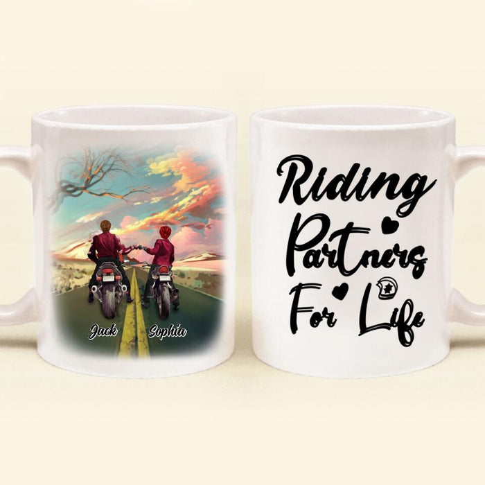 Custom Personalized Motorcycle Couple Mug - Gift Idea For Couple - Riding Partners For Life