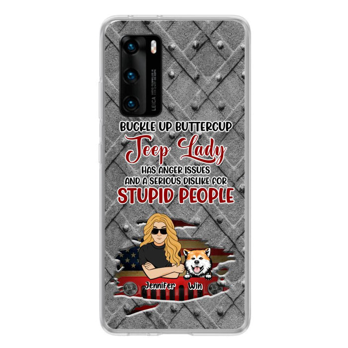 Custom Personalized Off-road Dog Lady Phone Case - Up to 4 Dogs - Gift Idea For Dogs Lover - Off-road Lady Has Anger Issues And A Serious Dislike - Case For Xiaomi, Oppo And Huawei