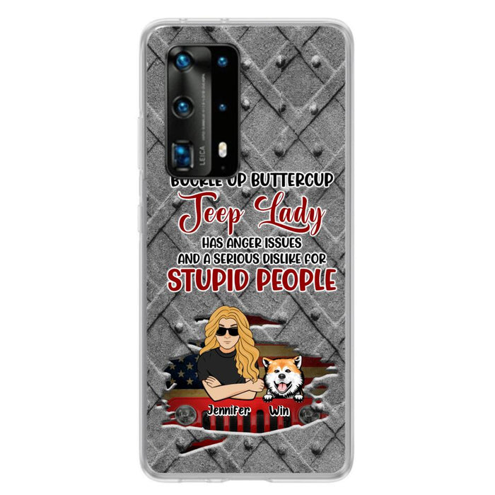 Custom Personalized Off-road Dog Lady Phone Case - Up to 4 Dogs - Gift Idea For Dogs Lover - Off-road Lady Has Anger Issues And A Serious Dislike - Case For Xiaomi, Oppo And Huawei