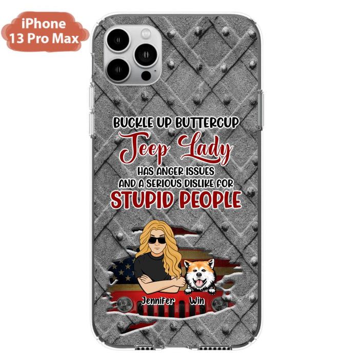 Custom Personalized Off-road Dog Lady Phone Case - Up to 4 Dogs - Gift Idea For Dogs Lover - Off-road Lady Has Anger Issues And A Serious Dislike - Case For iPhone And Samsung