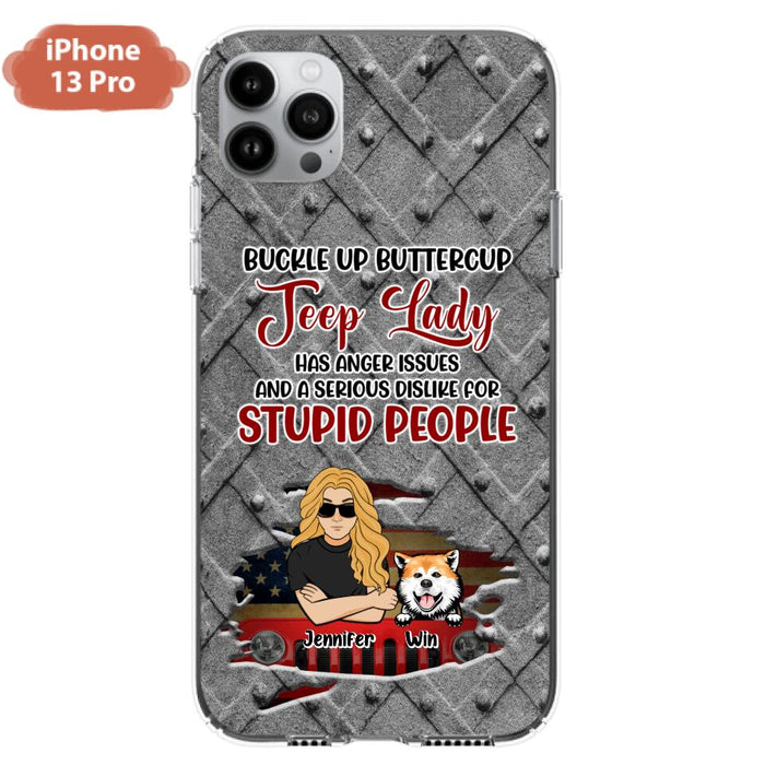 Custom Personalized Off-road Dog Lady Phone Case - Up to 4 Dogs - Gift Idea For Dogs Lover - Off-road Lady Has Anger Issues And A Serious Dislike - Case For iPhone And Samsung