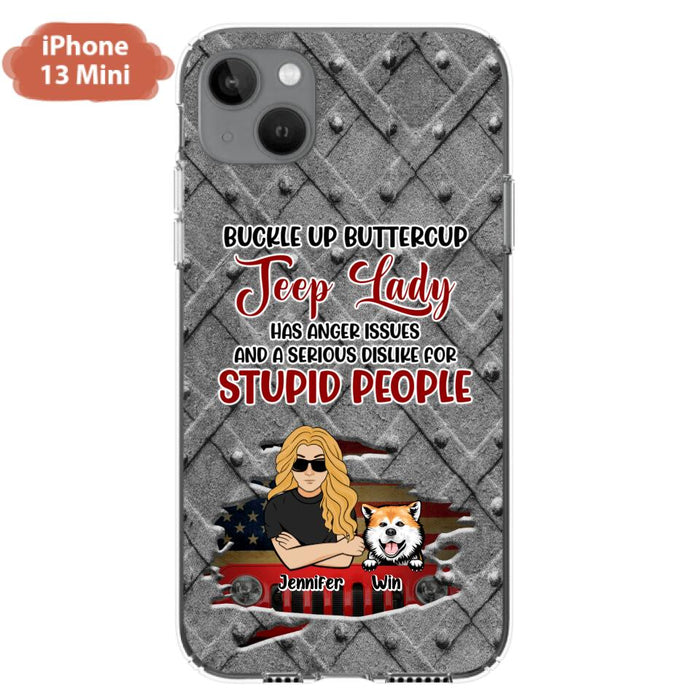 Custom Personalized Off-road Dog Lady Phone Case - Up to 4 Dogs - Gift Idea For Dogs Lover - Off-road Lady Has Anger Issues And A Serious Dislike - Case For iPhone And Samsung