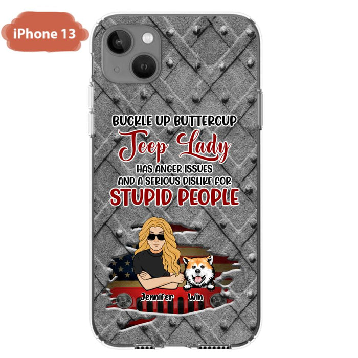 Custom Personalized Off-road Dog Lady Phone Case - Up to 4 Dogs - Gift Idea For Dogs Lover - Off-road Lady Has Anger Issues And A Serious Dislike - Case For iPhone And Samsung