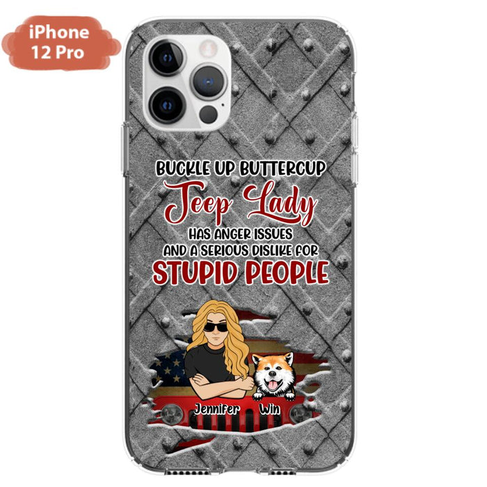 Custom Personalized Off-road Dog Lady Phone Case - Up to 4 Dogs - Gift Idea For Dogs Lover - Off-road Lady Has Anger Issues And A Serious Dislike - Case For iPhone And Samsung