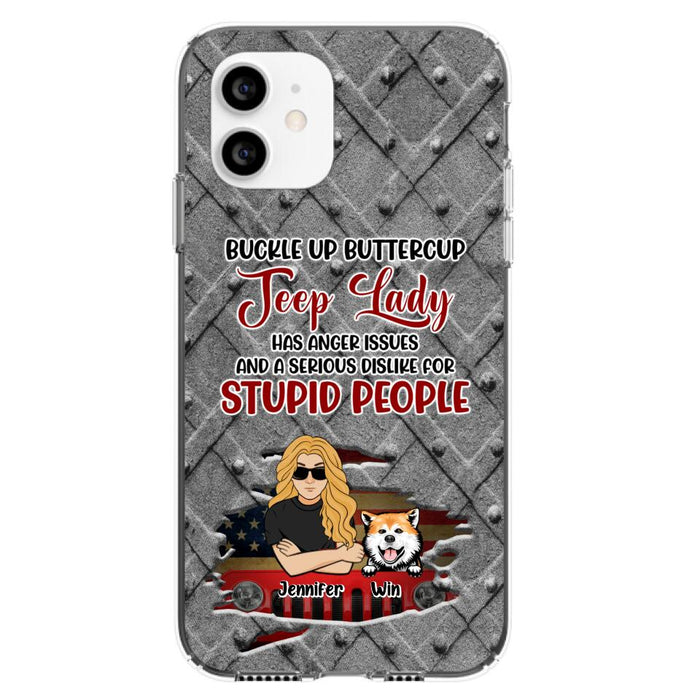 Custom Personalized Off-road Dog Lady Phone Case - Up to 4 Dogs - Gift Idea For Dogs Lover - Off-road Lady Has Anger Issues And A Serious Dislike - Case For iPhone And Samsung