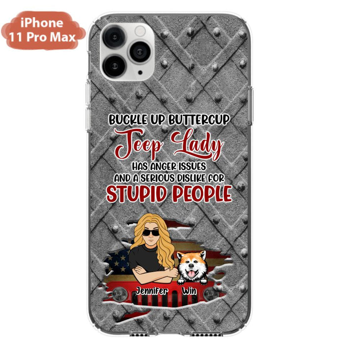 Custom Personalized Off-road Dog Lady Phone Case - Up to 4 Dogs - Gift Idea For Dogs Lover - Off-road Lady Has Anger Issues And A Serious Dislike - Case For iPhone And Samsung