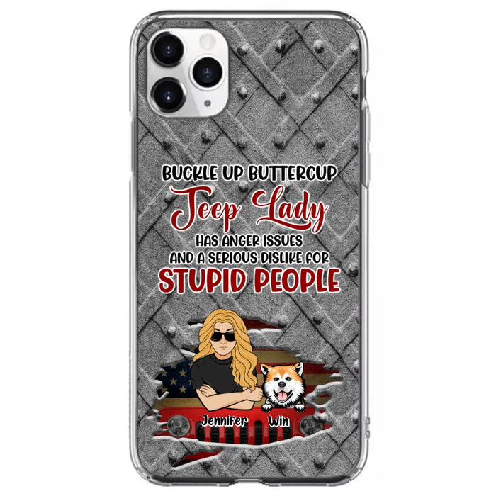 Custom Personalized Off-road Dog Lady Phone Case - Up to 4 Dogs - Gift Idea For Dogs Lover - Off-road Lady Has Anger Issues And A Serious Dislike - Case For iPhone And Samsung