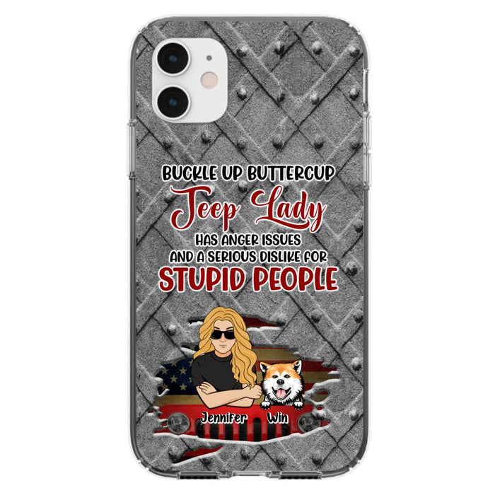 Custom Personalized Off-road Dog Lady Phone Case - Up to 4 Dogs - Gift Idea For Dogs Lover - Off-road Lady Has Anger Issues And A Serious Dislike - Case For iPhone And Samsung