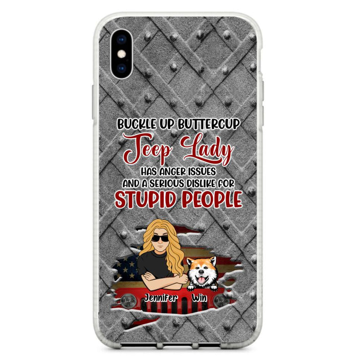 Custom Personalized Off-road Dog Lady Phone Case - Up to 4 Dogs - Gift Idea For Dogs Lover - Off-road Lady Has Anger Issues And A Serious Dislike - Case For iPhone And Samsung