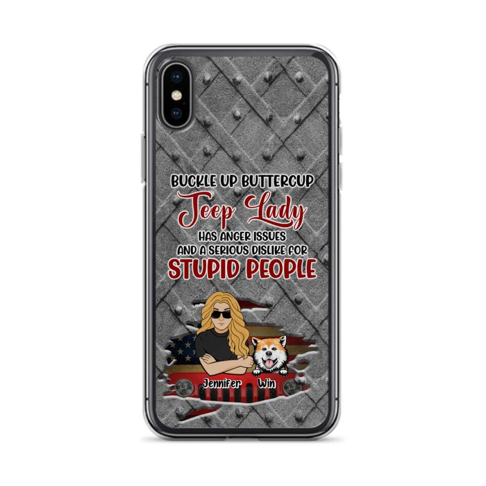 Custom Personalized Off-road Dog Lady Phone Case - Up to 4 Dogs - Gift Idea For Dogs Lover - Off-road Lady Has Anger Issues And A Serious Dislike - Case For iPhone And Samsung