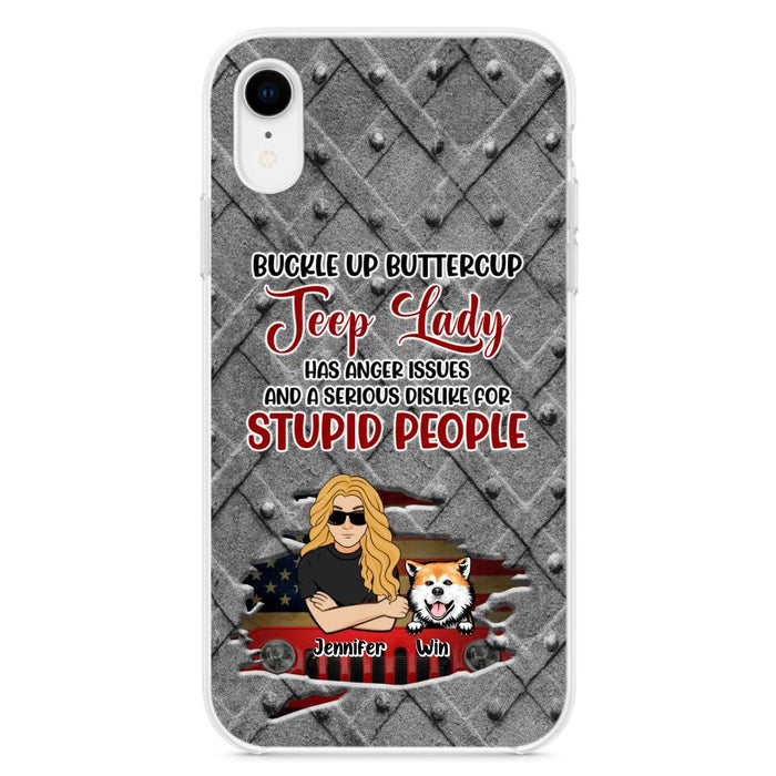 Custom Personalized Off-road Dog Lady Phone Case - Up to 4 Dogs - Gift Idea For Dogs Lover - Off-road Lady Has Anger Issues And A Serious Dislike - Case For iPhone And Samsung