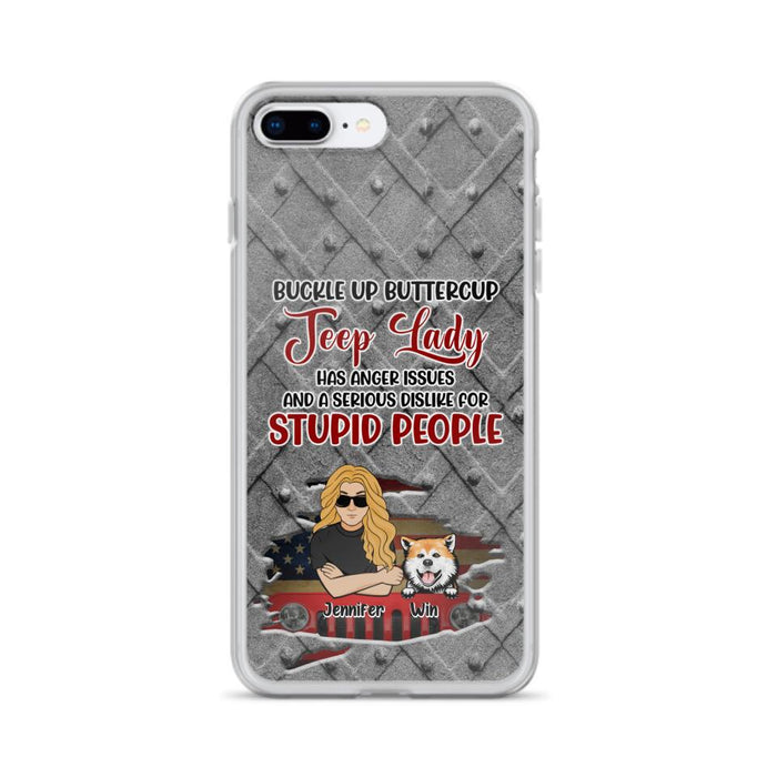 Custom Personalized Off-road Dog Lady Phone Case - Up to 4 Dogs - Gift Idea For Dogs Lover - Off-road Lady Has Anger Issues And A Serious Dislike - Case For iPhone And Samsung