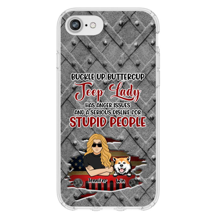 Custom Personalized Off-road Dog Lady Phone Case - Up to 4 Dogs - Gift Idea For Dogs Lover - Off-road Lady Has Anger Issues And A Serious Dislike - Case For iPhone And Samsung